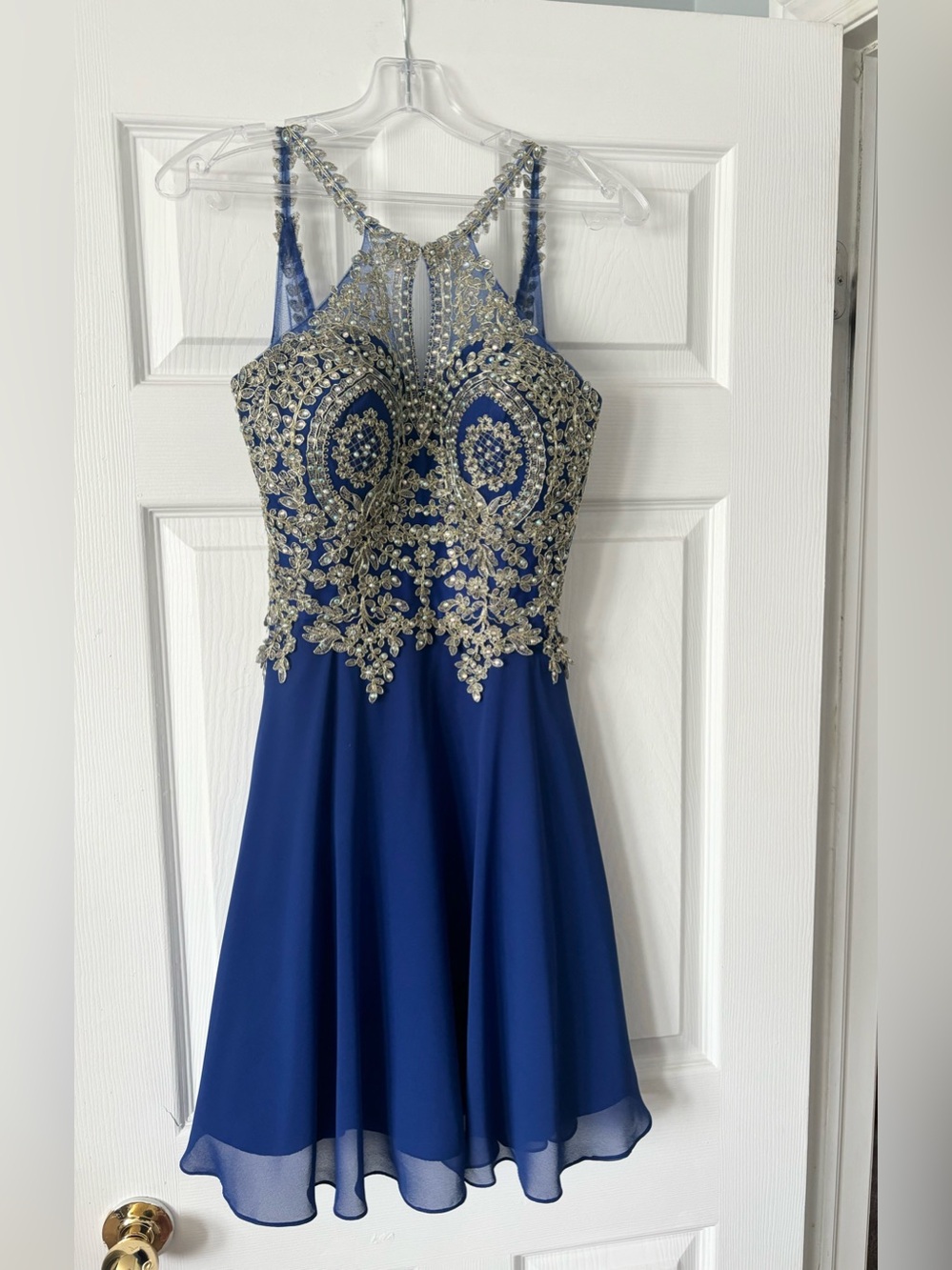 Elizabeth K by gls Formal/Graduation/Prom Dress Size M in Royal Blue and Gold